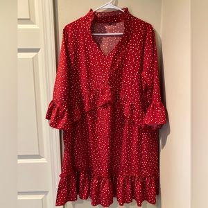 XL Red and white polka dot dress